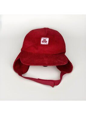 Vintage Flap Jack State Farm Hat Red Corduroy SnapBack Snap Back Vntg Rare